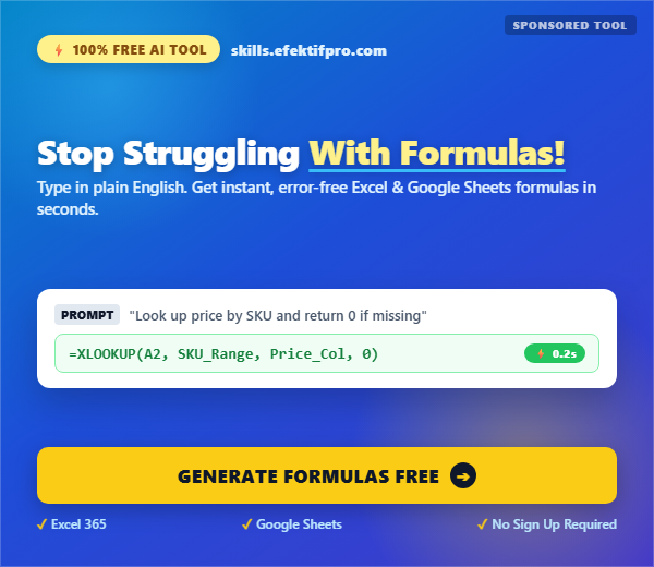 ⚡ AI Formula Generator - Instant Excel & Google Sheets Formulas